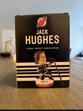 New Jersey Devils Jack Hughes Third Jersey Bobblehead - Black & Red